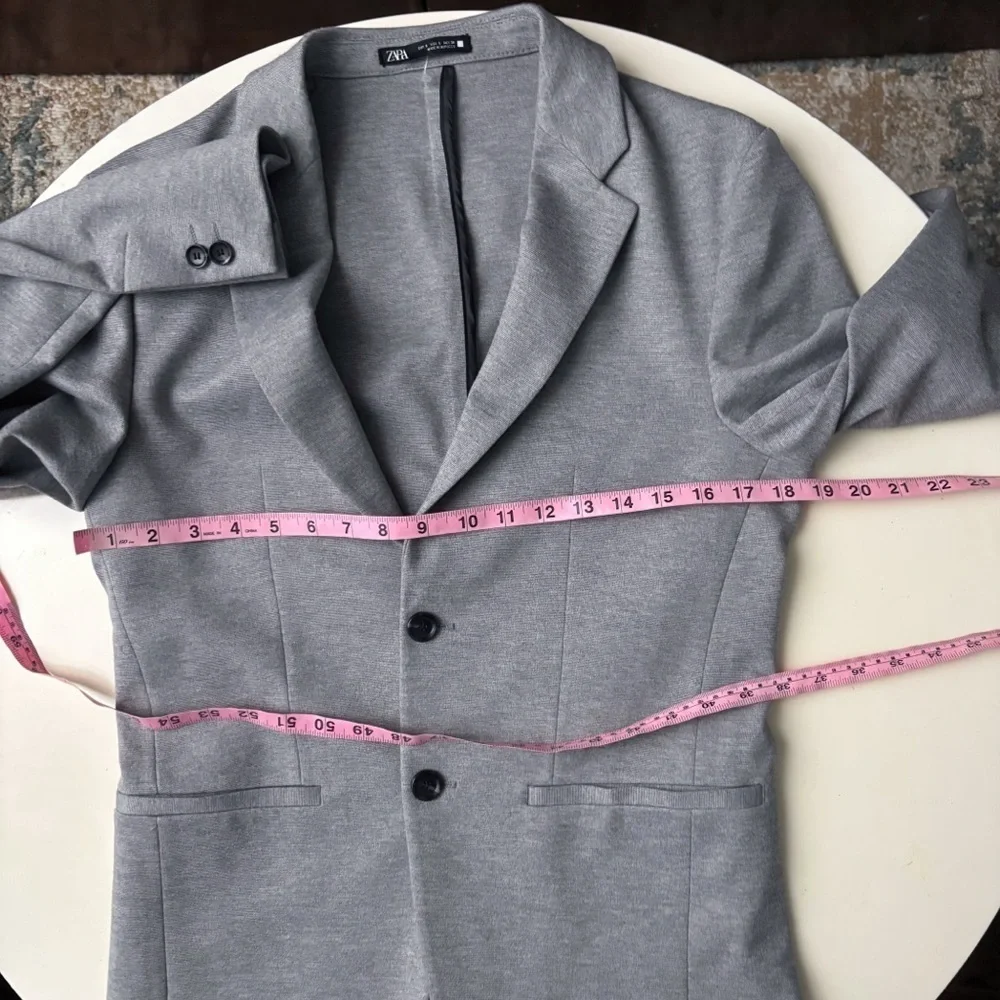 ZARA Men’s Slim Fit Unstructured Blazer Comfort Jacket Size Small Gray Stretch